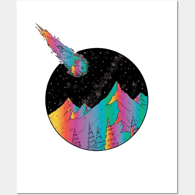 shooting stars and mountains Wall Art by lazykitty